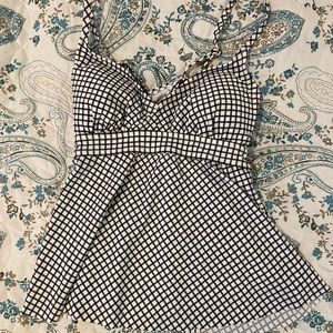 Black and White Plaid Bathing Suit Top. Size M.